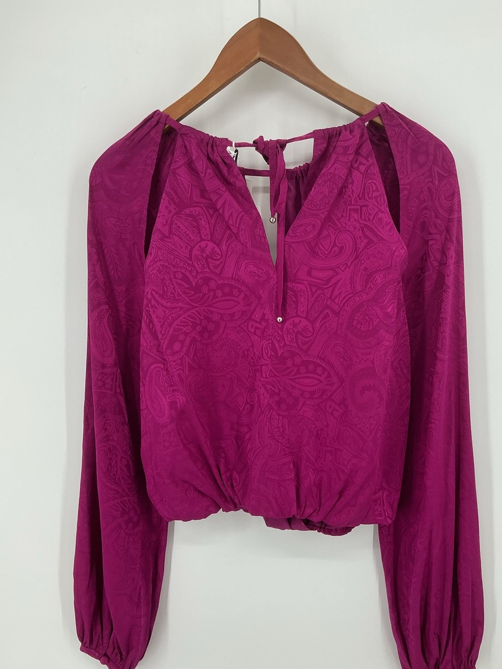 Veronica Beard Sionne Printed Surplice Blouse Magenta Pink NWT Size 4 - Picture 2 of 11